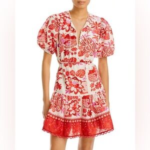 Farm Rio Rio Tiles Cotton floral red Mini Dress size S